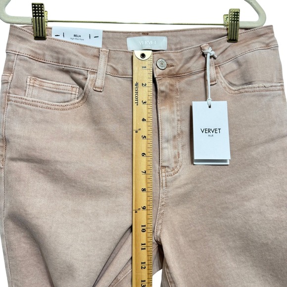 VERVET BY FLYING‎ MONKEY Bella High Rise Flare Jeans Size 31 Raw Hem Mauve Pink - Picture 8 of 12